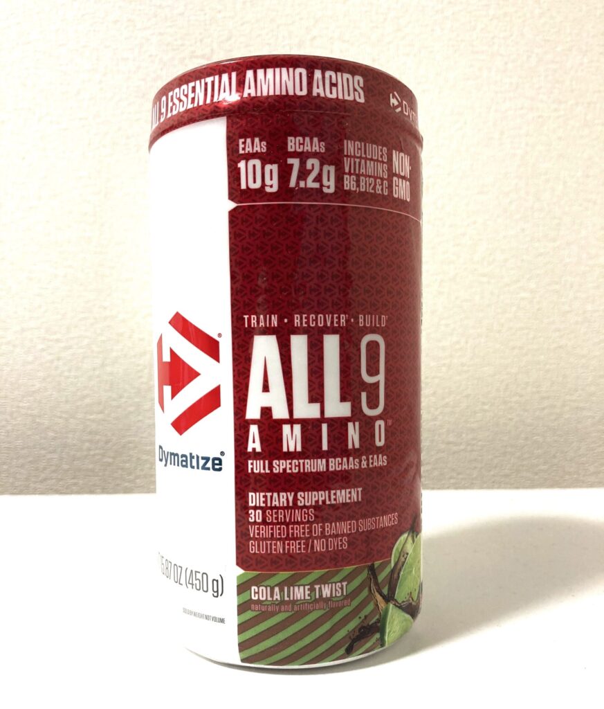 Dymatize ALL9 AMINO コーラライムツイスト味のパッケージ