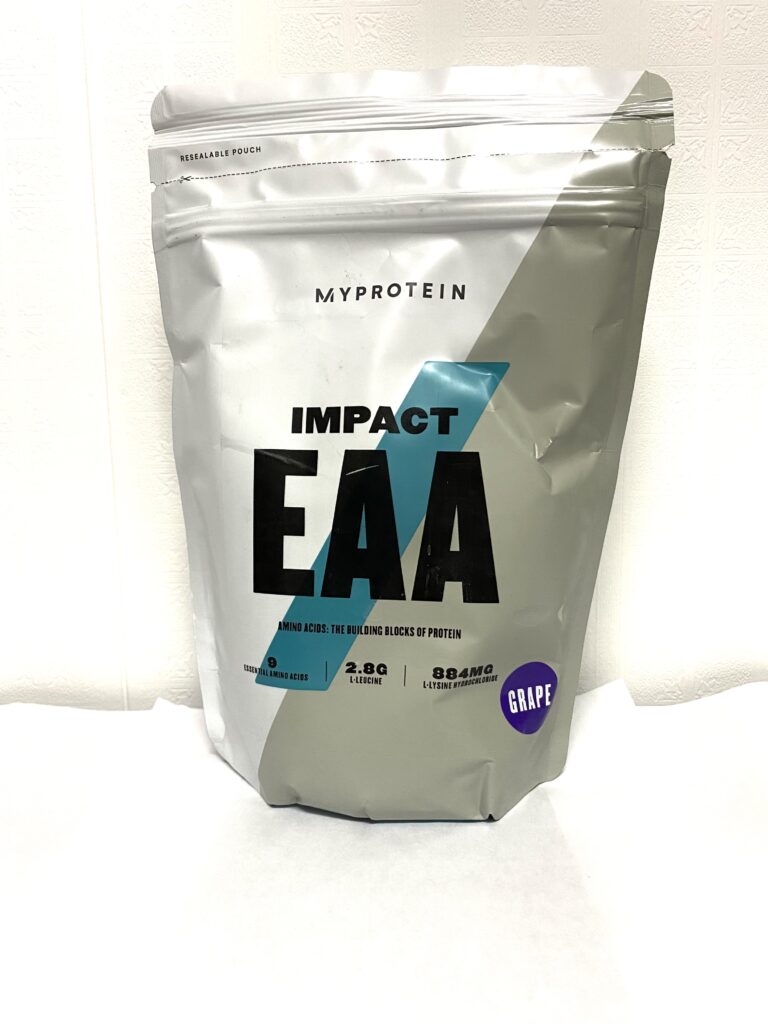マイプロテイン Impact EAA グレープ味のパッケージ